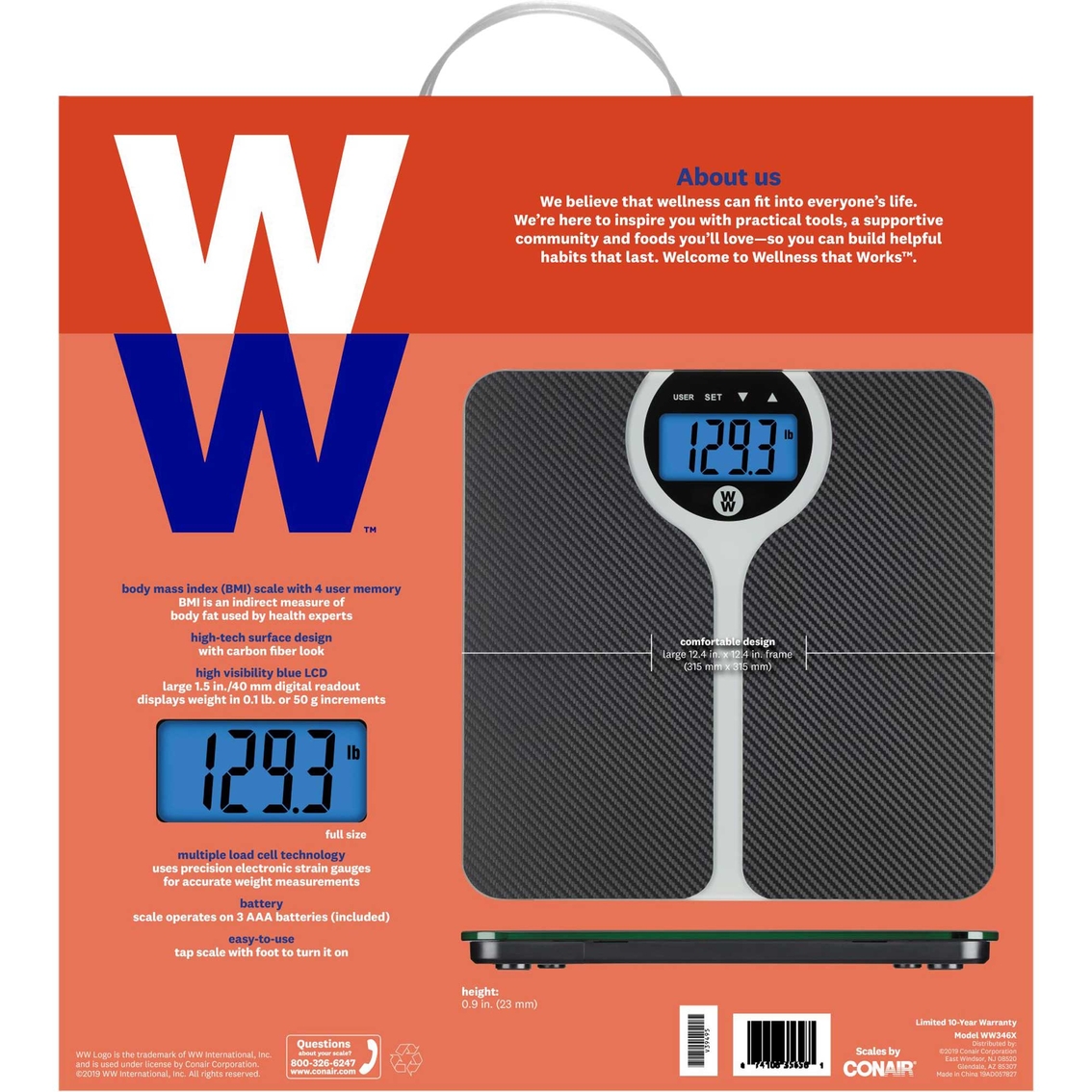 WW Scales by Conair Digital Carbon Fiber BMI Scale - Image 7 of 8