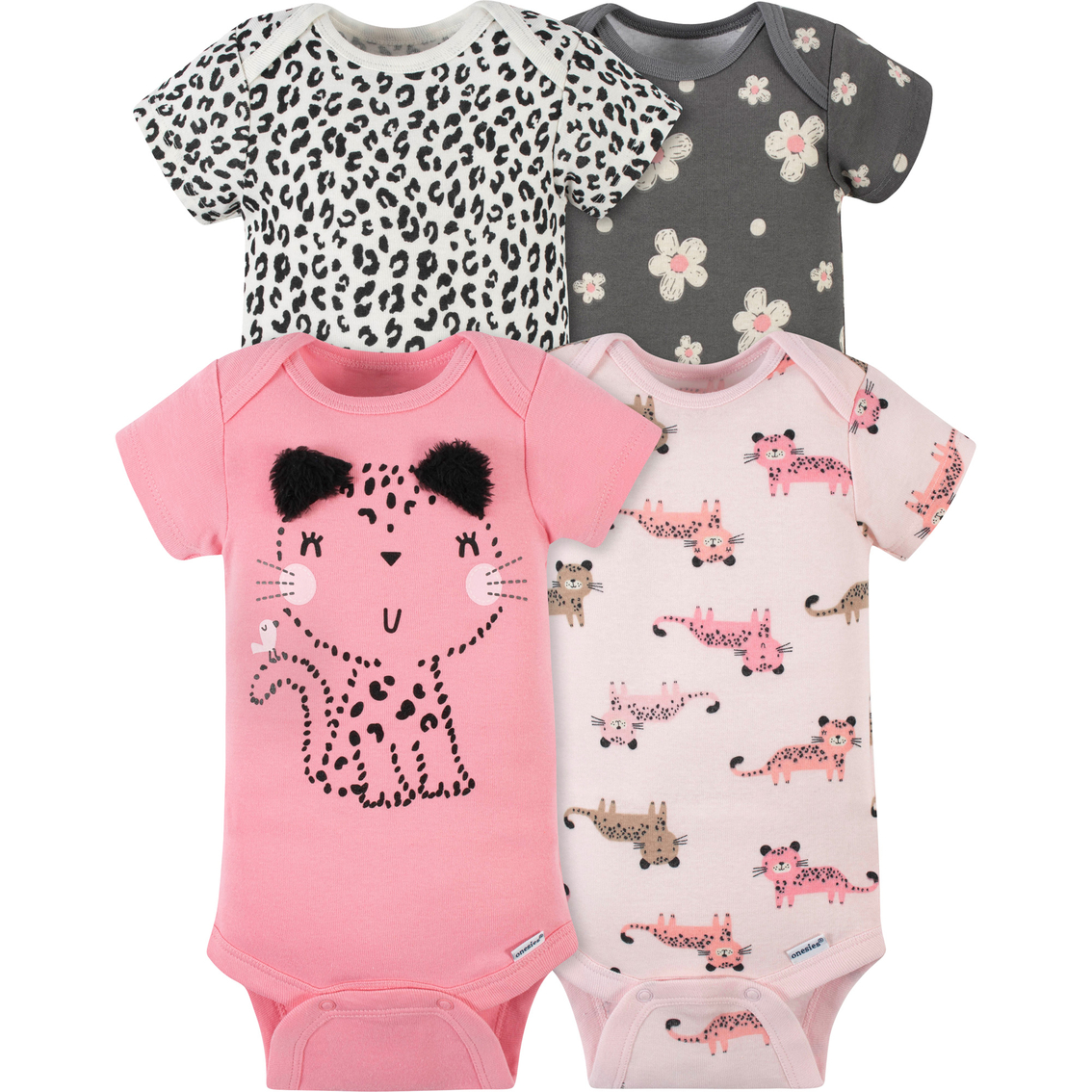 Gerber Infant Girls Leopard Onesies Bodysuit 4 Pk. | Baby Girl 0-24 ...