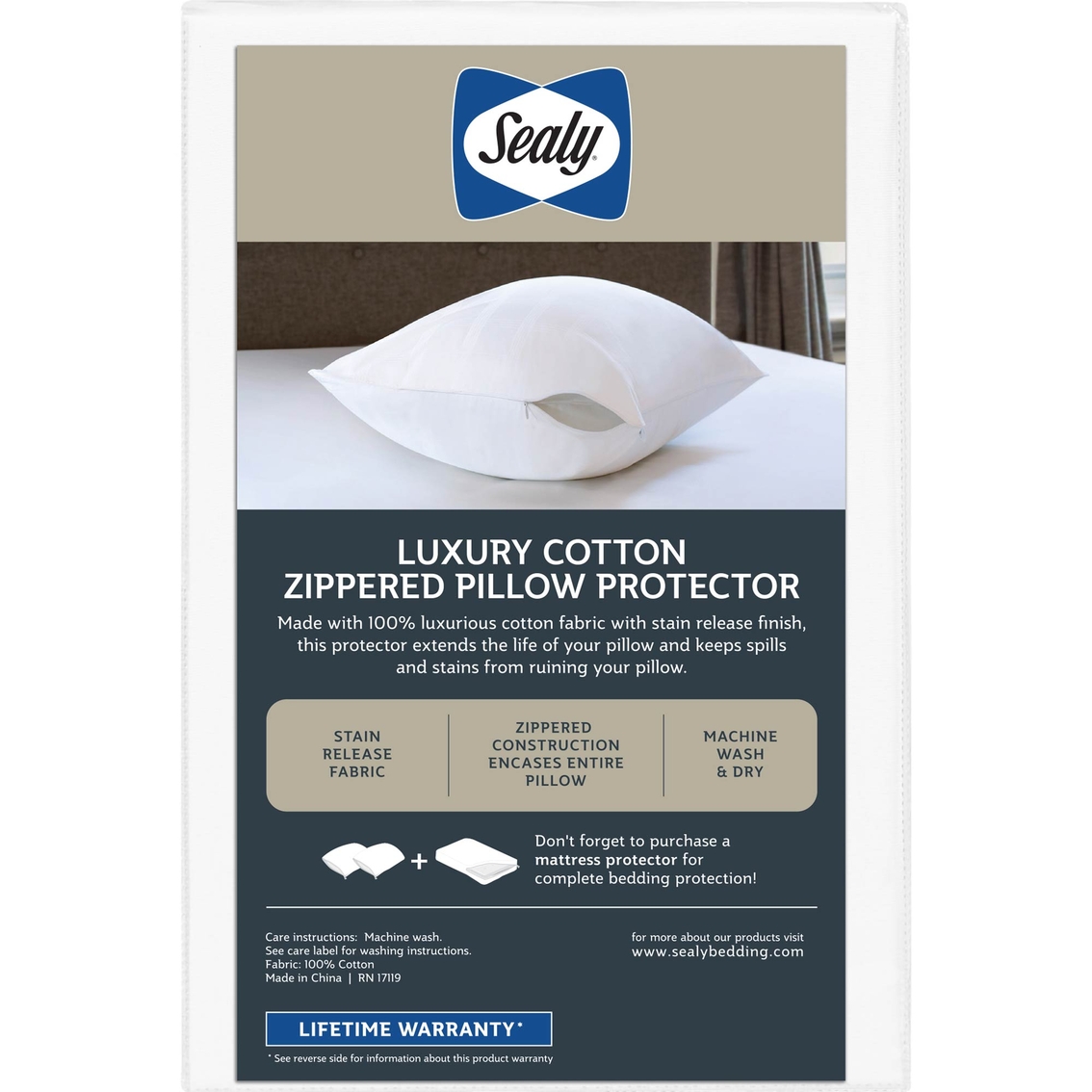 Sealy Luxury Cotton Pillow Protector - Image 2 of 7