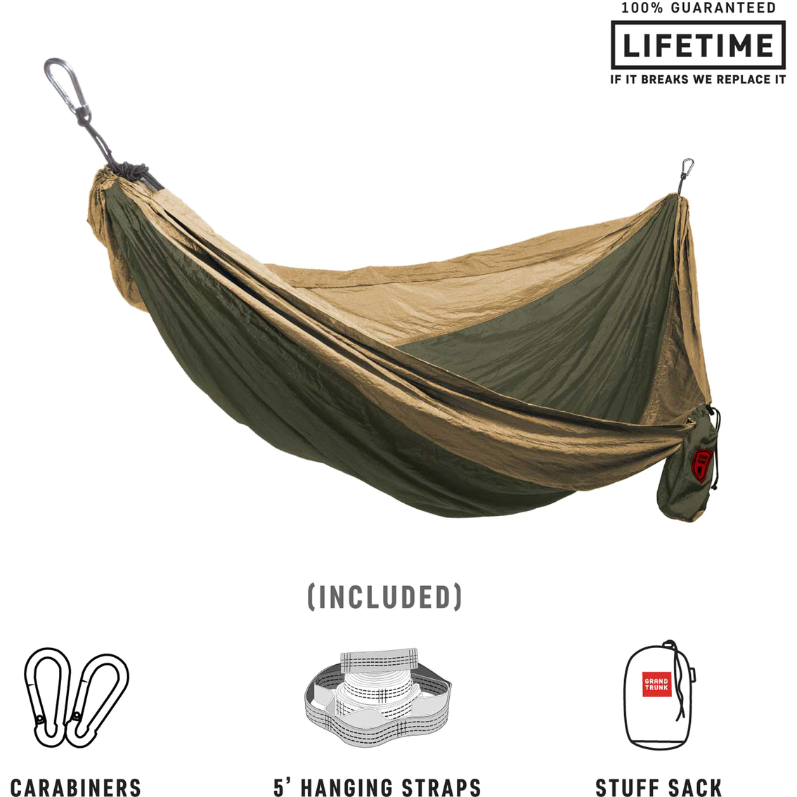 Grand Trunk Double Parachute Nylon Hammock with Straps - Image 5 of 8