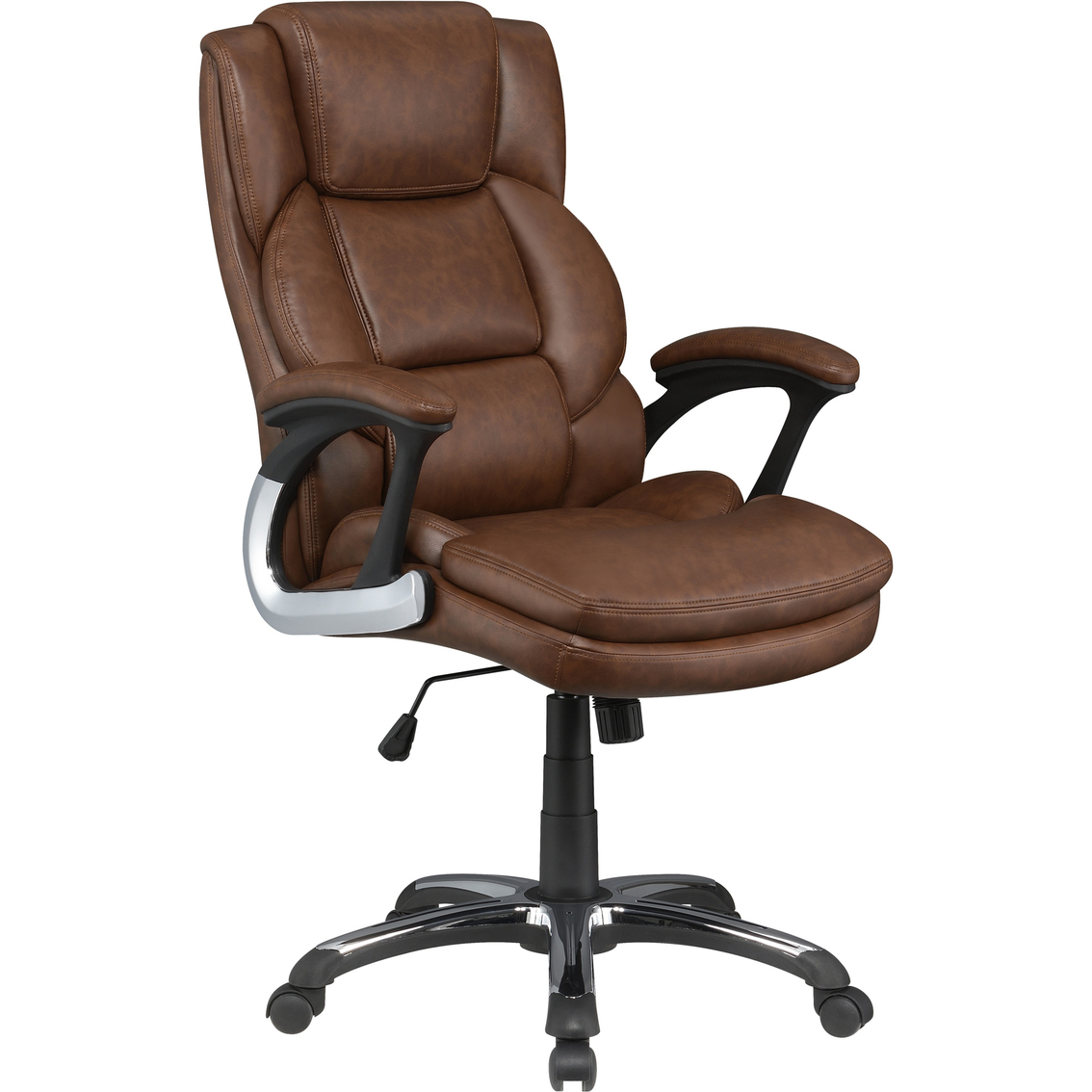 Coaster Brown Weathered Leatherette Adjustable Height Office Chair with Padded Arms - Image 3 of 6