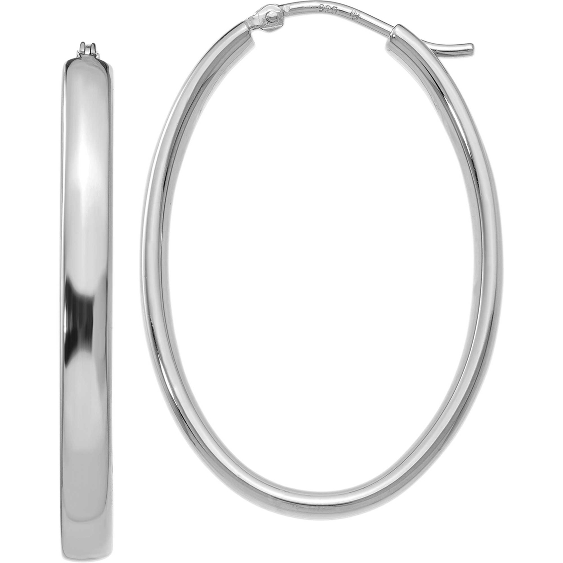 Sterling Silver Polished Oval Hoop Earrings - Image 2 of 2