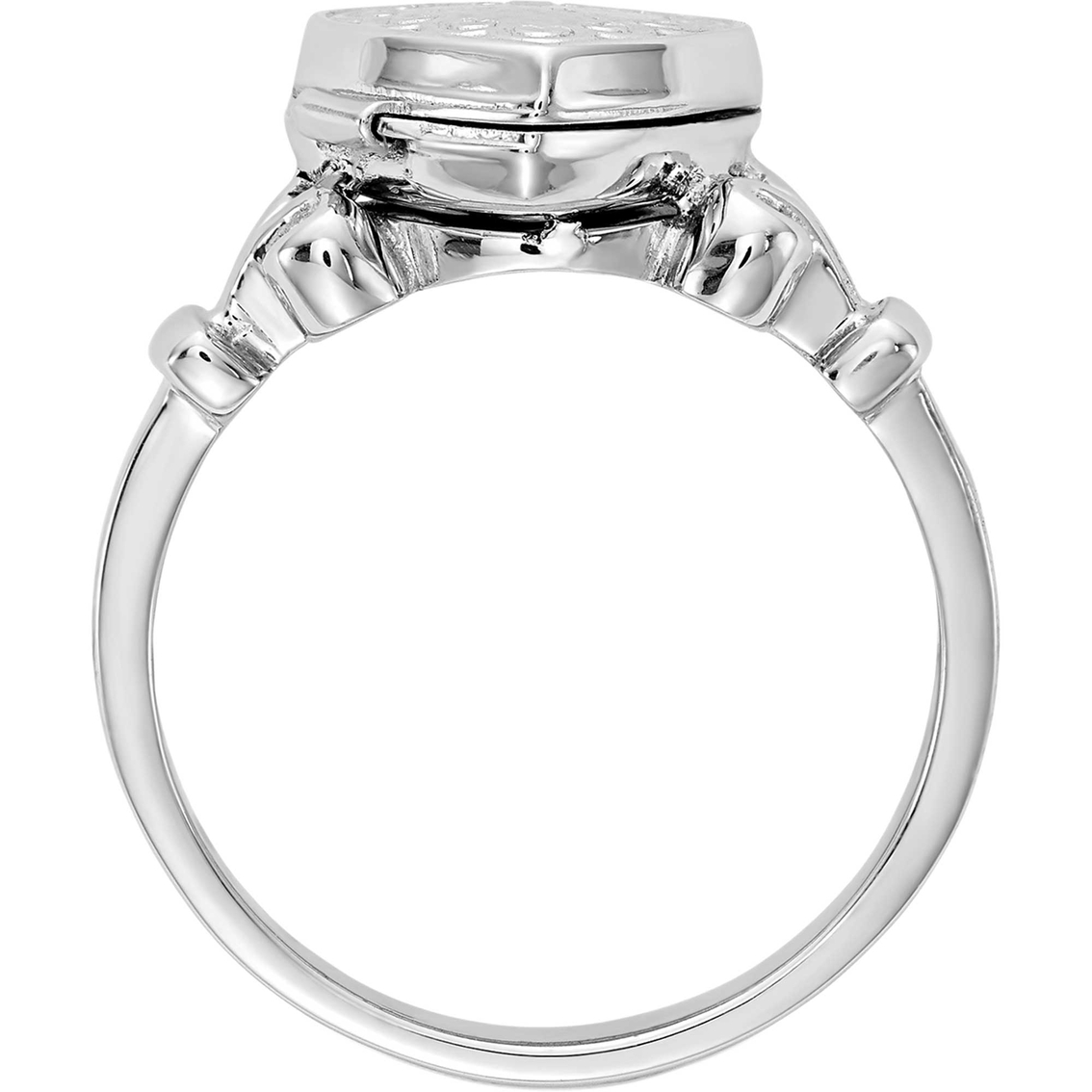 Rhodium Over Sterling Silver 10mm Locket Ring - Image 4 of 4