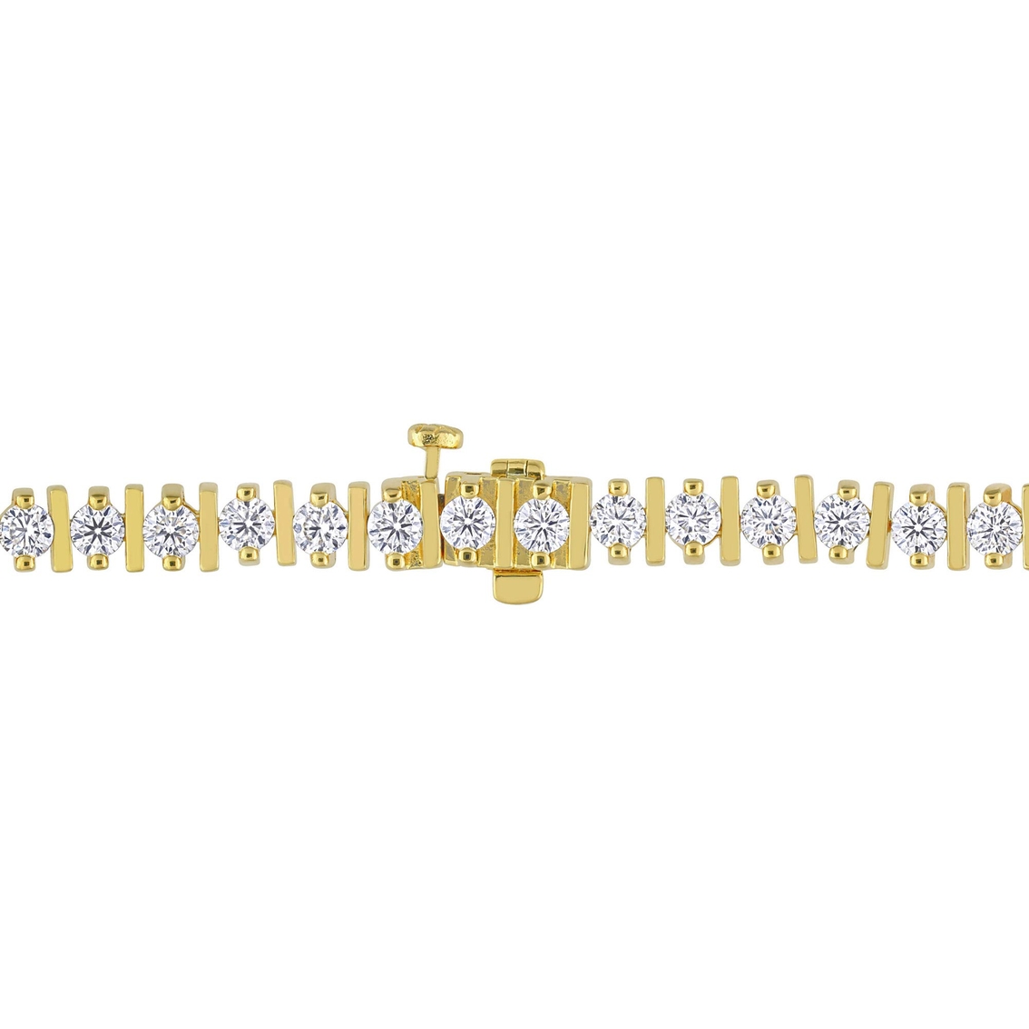Sofia B. 18K Gold Over Sterling Silver 4 1/2 CTW Moissanite Bar Tennis Bracelet - Image 2 of 4