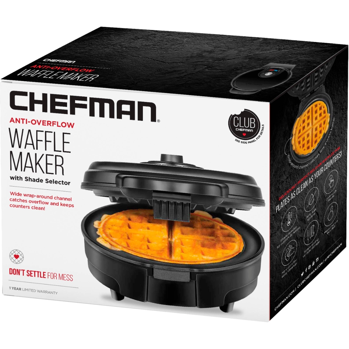 Chefman Black Stainless Steel Anti Overflow Waffle Maker - Image 6 of 6