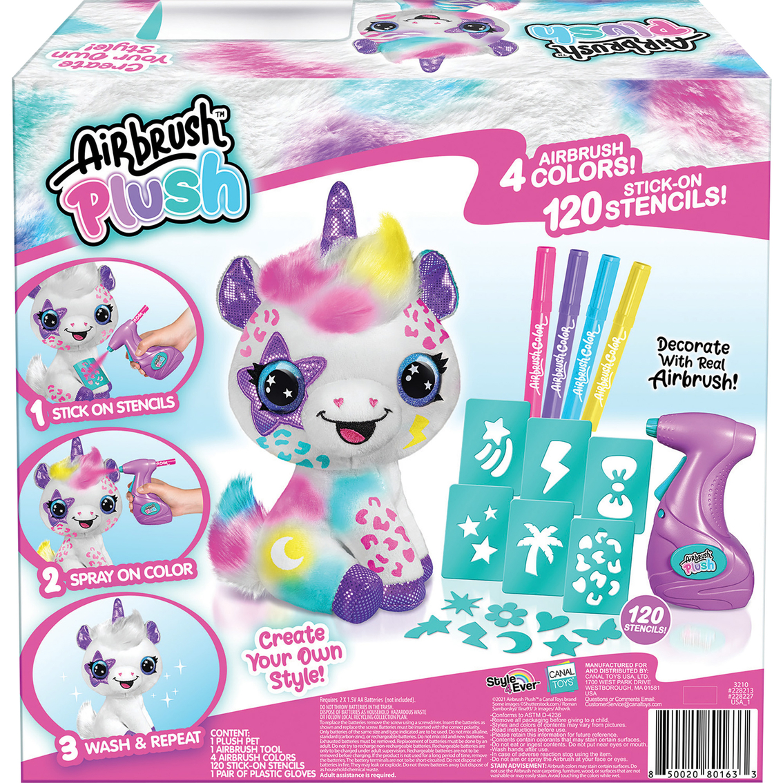 Canal Toys Style 4 Ever Airbrush Plush Unicorn Kit, Painting, Baby & Toys