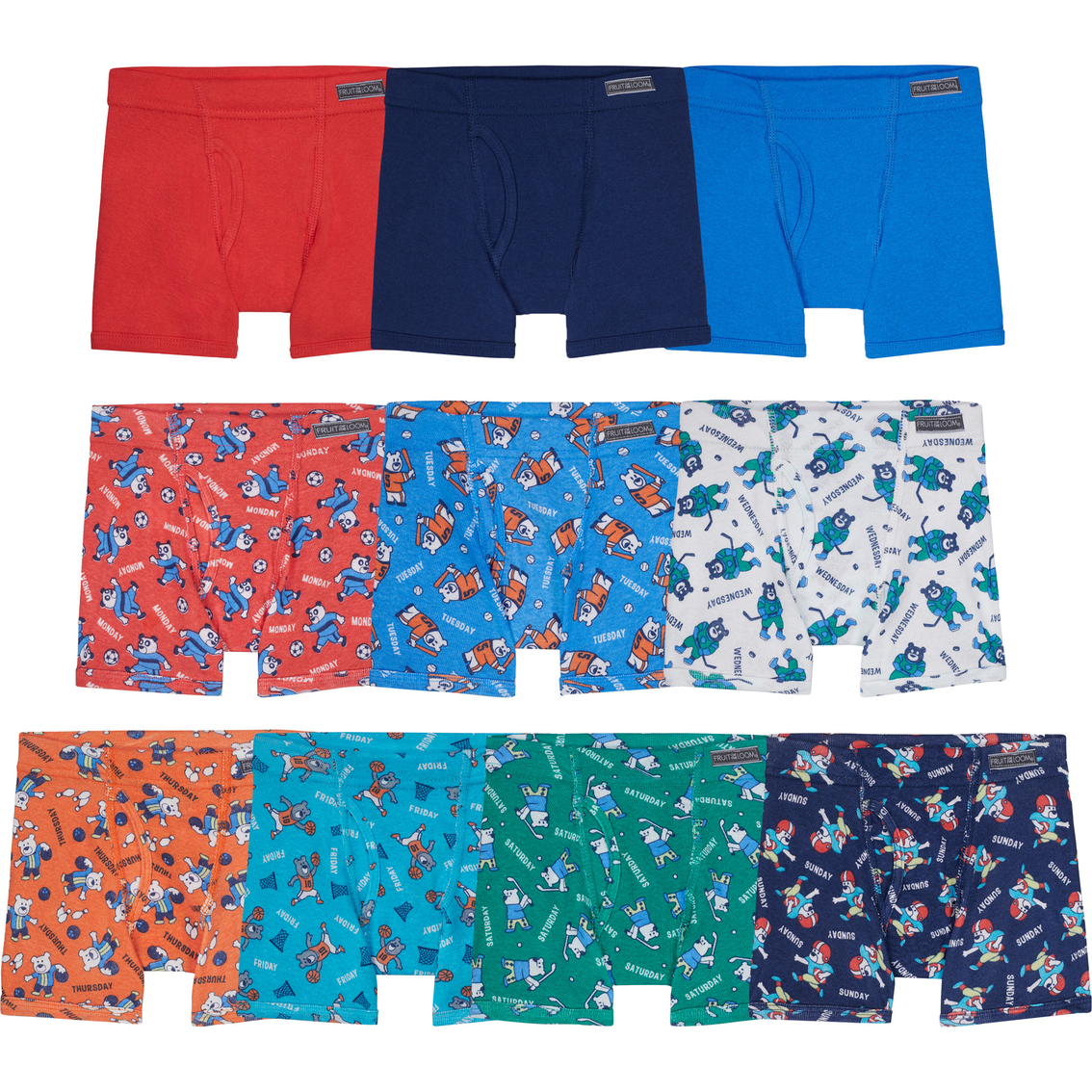 Fruit of the Loom Toddler Boys Print Solid Boxer Brief 10 pk. - Image 2 of 2