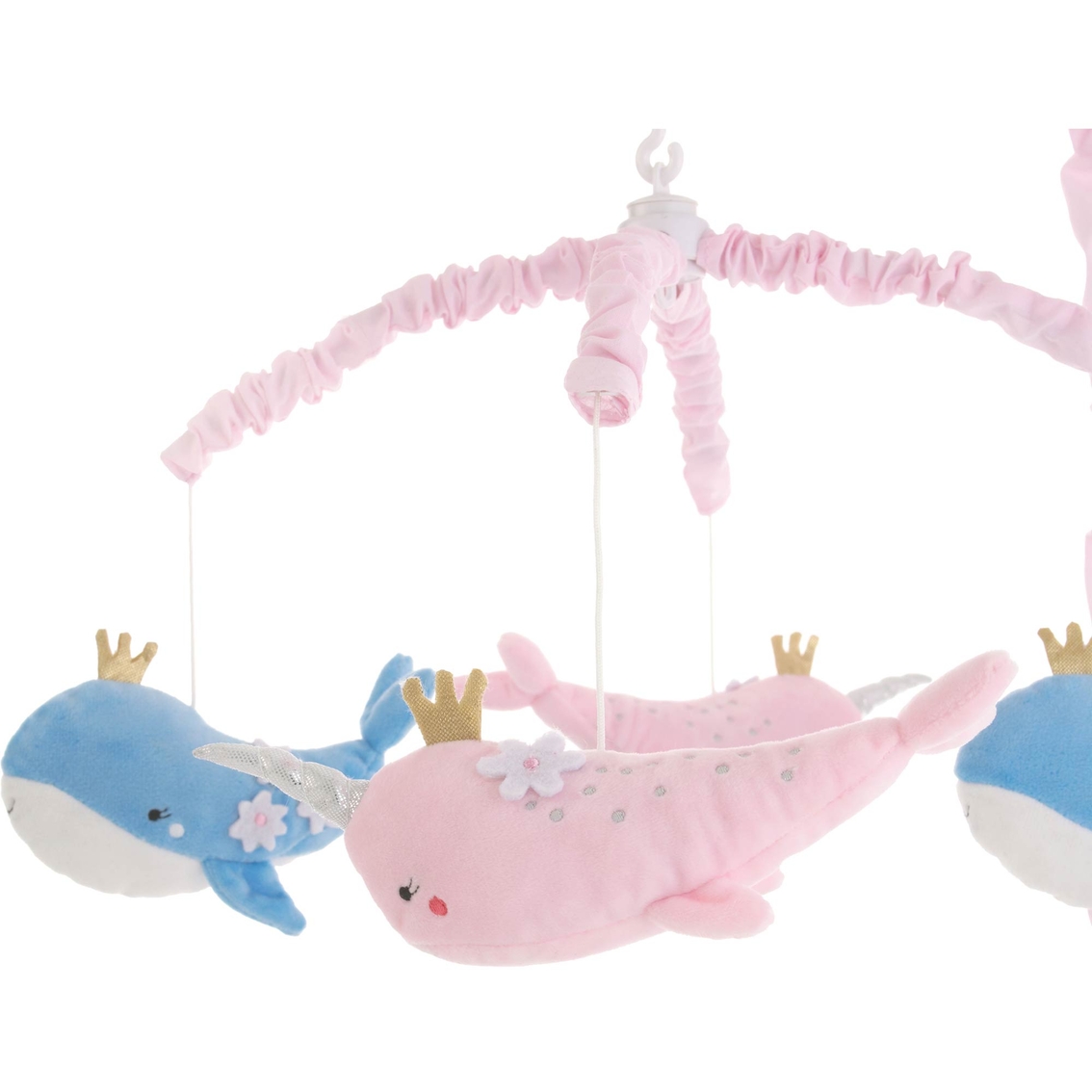 NoJo Under the Sea Whimsy Pink and Blue Whales and Narwhals Musical Mobile - Image 2 of 4