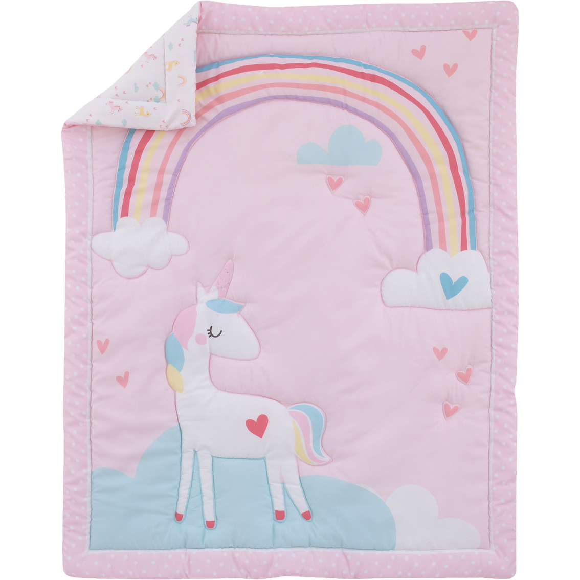 Little Love by Nojo Rainbow Unicorn Mini Crib Bed 3 pc. Set - Image 2 of 5