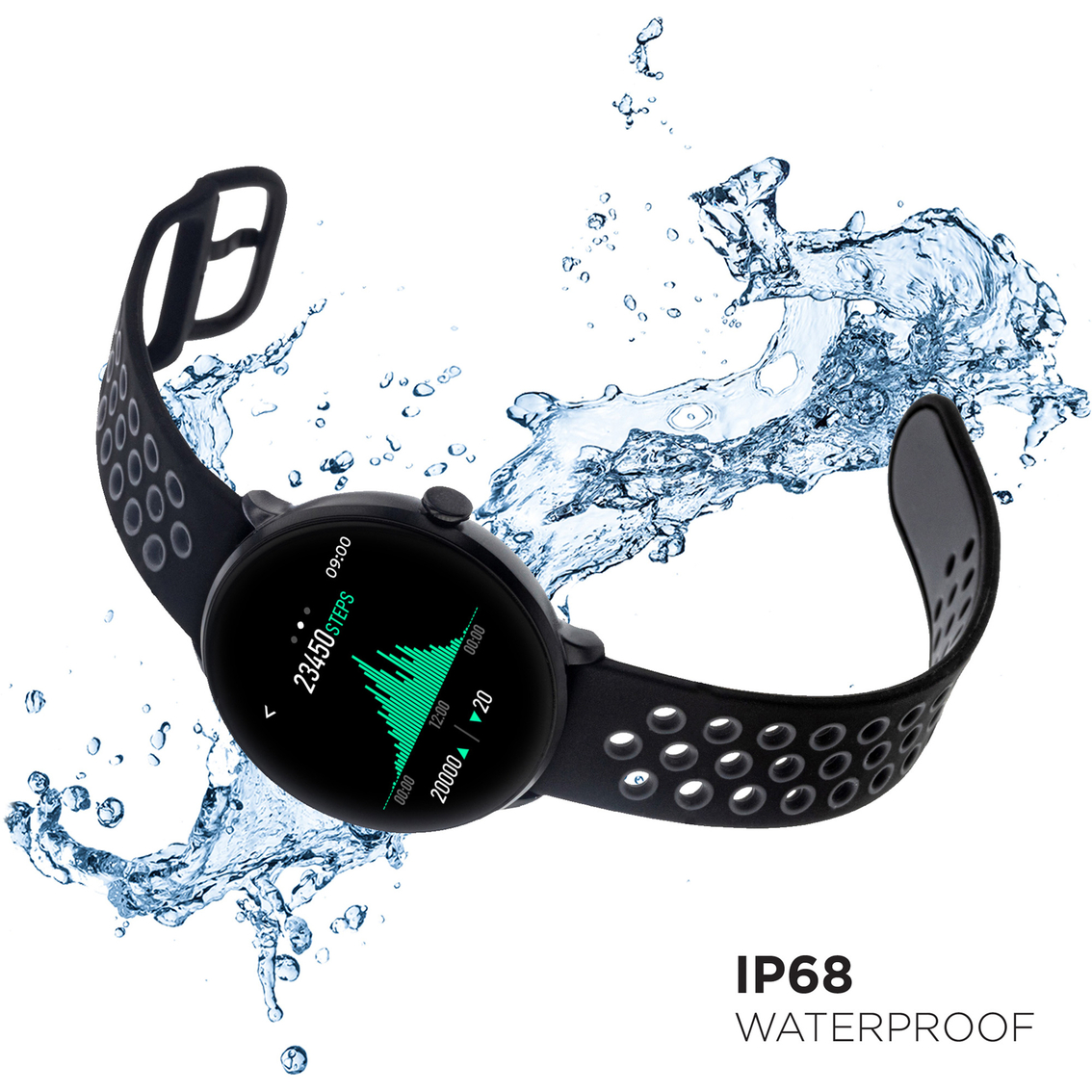 iTouch Sport 3 Smartwatch: Black Case, Black/Gray Perforated Strap 500013B-51-G04 - Image 3 of 7