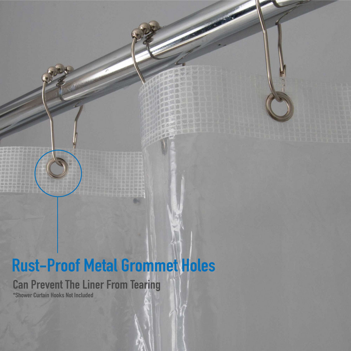 Mesh Pockets PEVA Shower Curtain Multi-Purpose Bathroom Storage