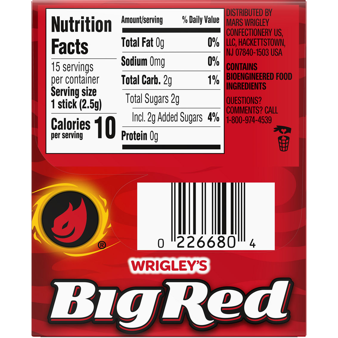 Wrigley's Big Red Gum Slim Pack 1.1 oz., 15 pc. - Image 2 of 2