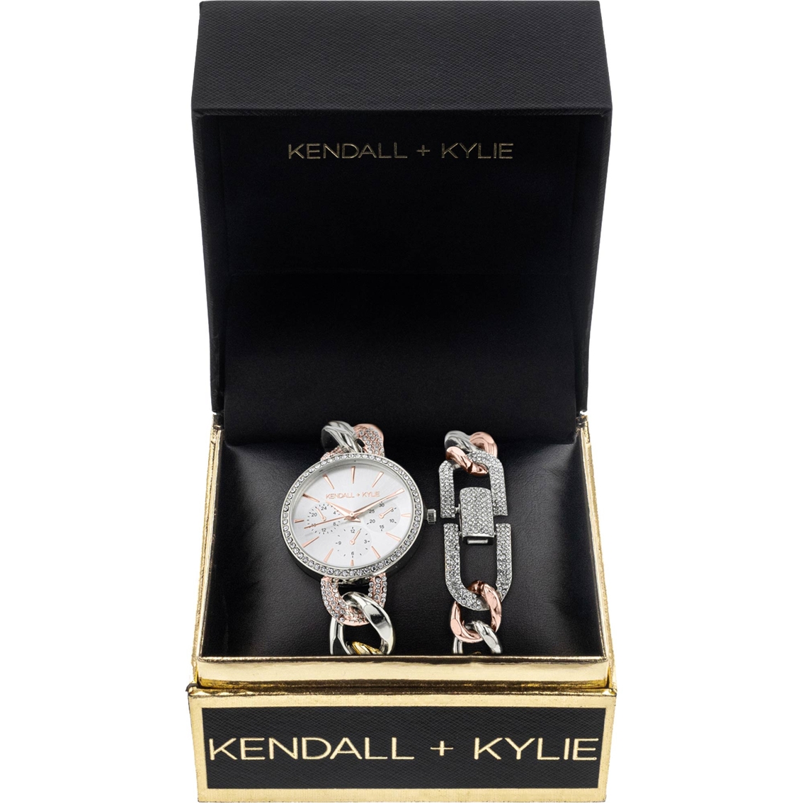 Kendall + Kylie Open Link Mock Chronograph Analog Watch and Bracelet Set - Image 3 of 3
