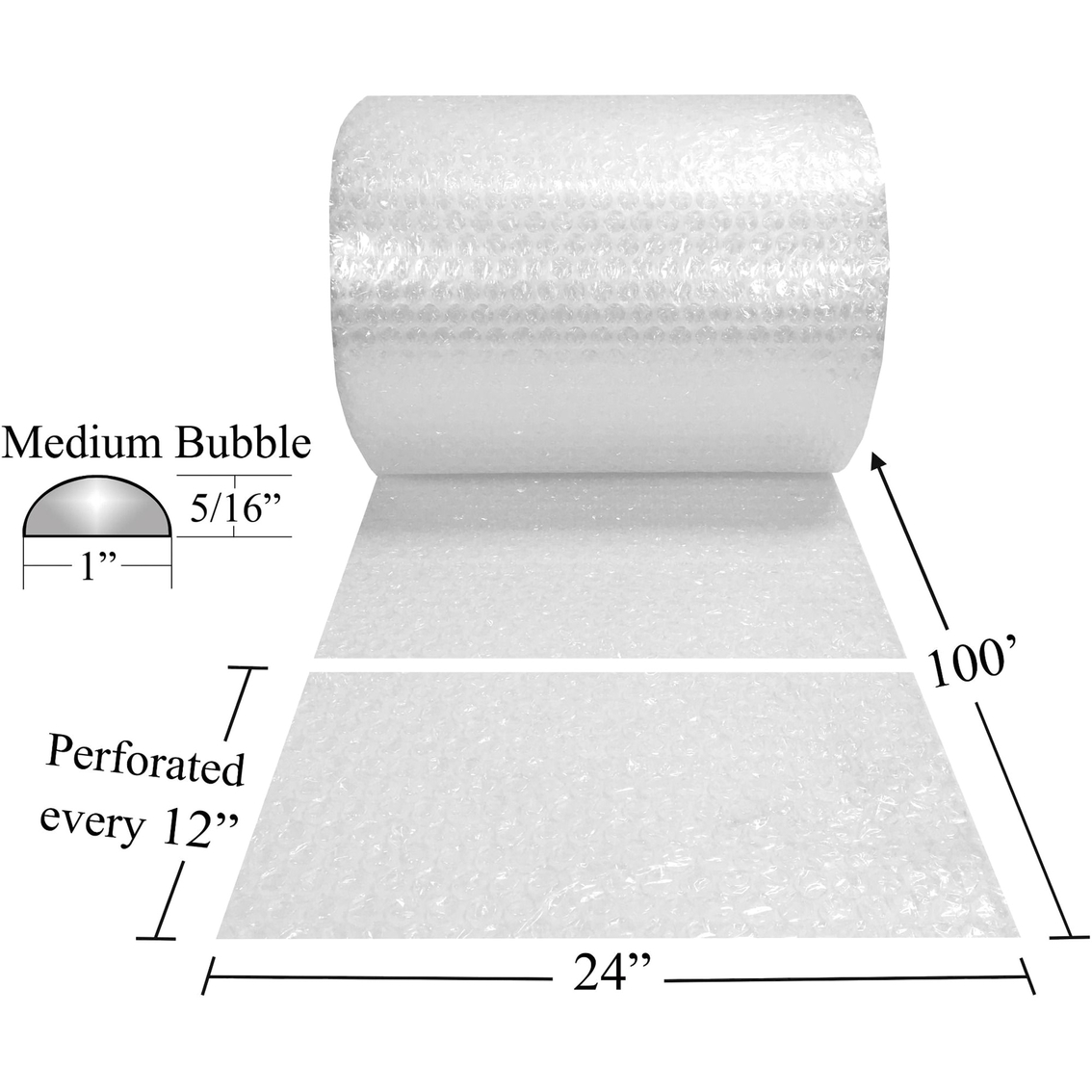 uBoxes Bubble Cushioning 24 in. Wide Wrap x 100 ft. Long Medium Bubbles - Image 2 of 2