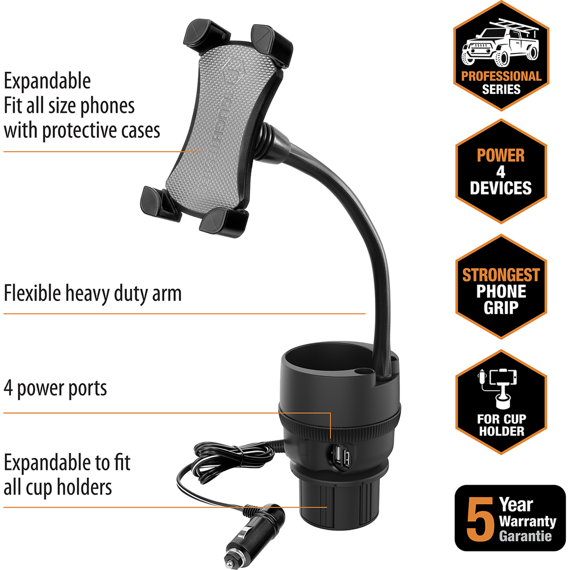 ToughTested Power Cup Holder Mount with Claw Grip - Image 4 of 9