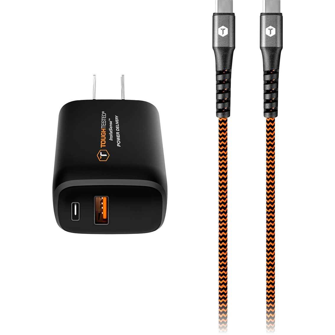 ToughTested 20W PD A+C Wall Charger with 10 ft. Fabric Braid C to C Cable - Image 2 of 5