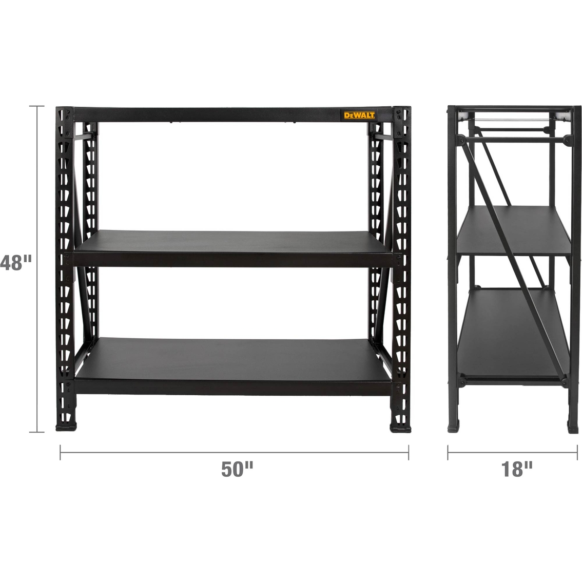 DeWalt 4 ft. Tall, Black Frame 3 Shelf Industrial Storage Rack - Image 7 of 7