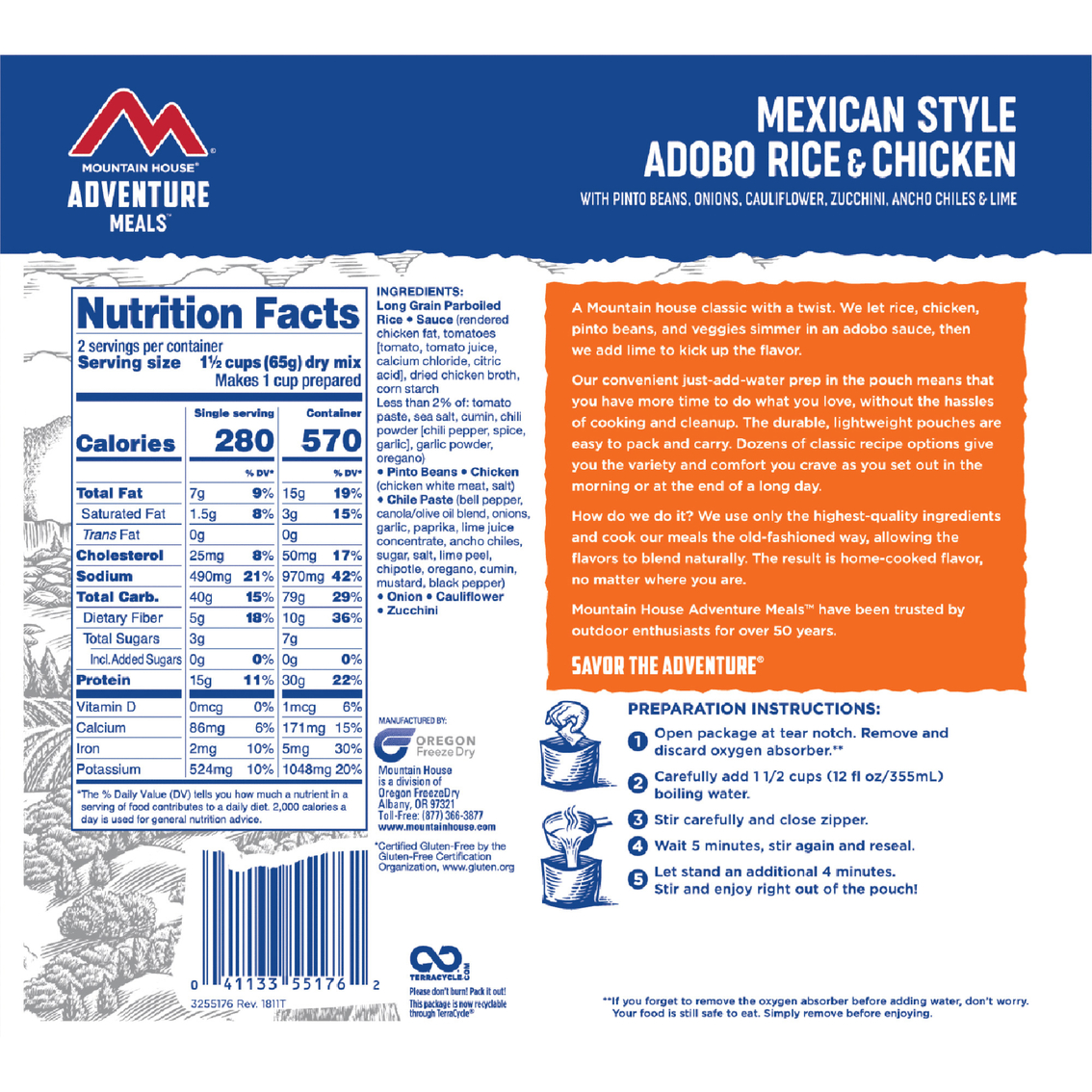Mountain House Mexican Style Adobo Rice & Chicken 6 pouches, 12 srv. - Image 3 of 3
