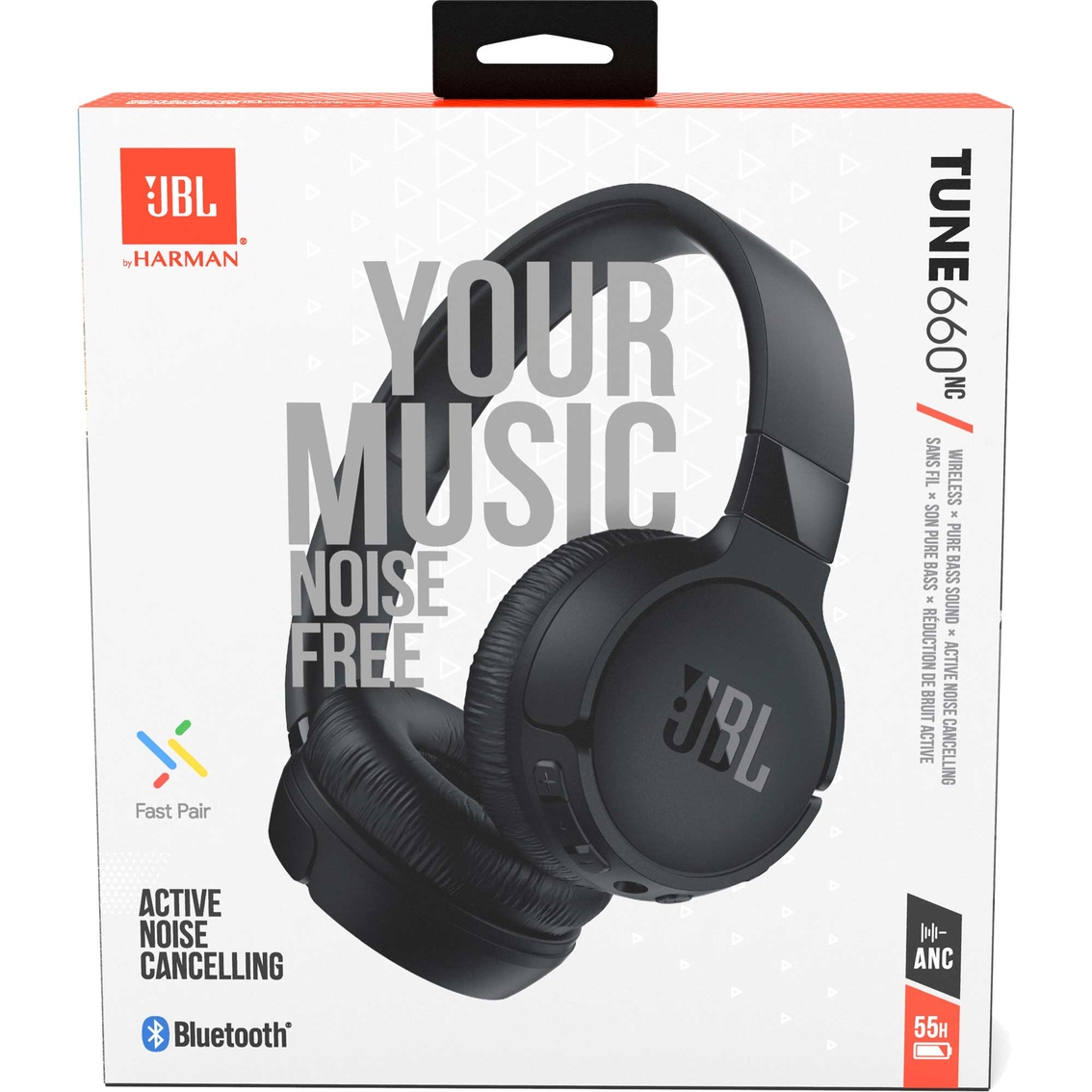 JBL Tune 660NC  Wireless, on-ear, active noise-cancelling headphones.