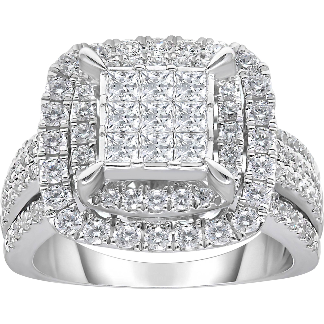 American Rose 14k White Gold 2 Ctw Diamond Bridal Ring | Engagement ...