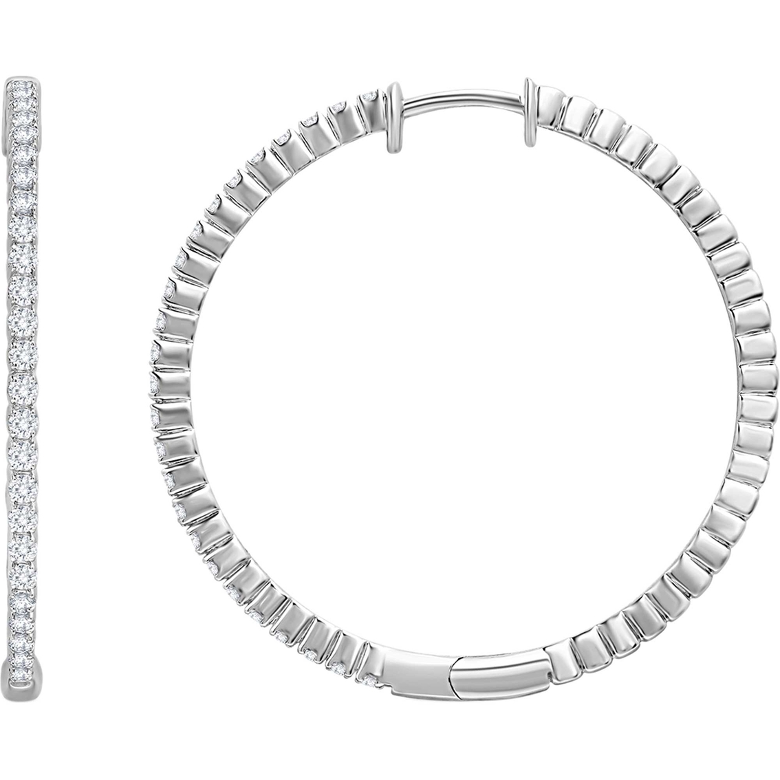 Love Honor Cherish 10K White Gold 1/2 CTW Diamond Big Circle Hoop Earrings - Image 2 of 4