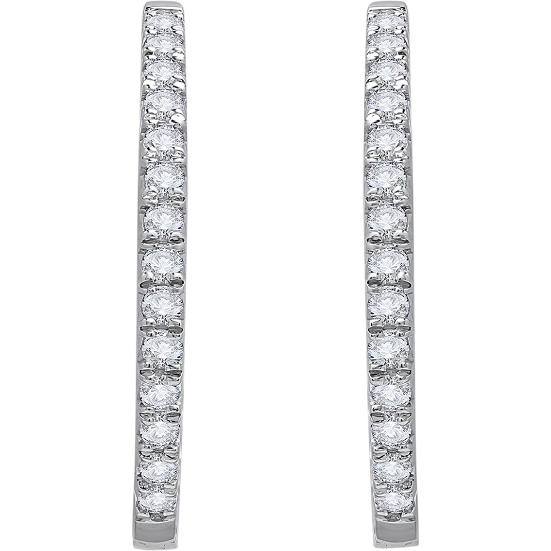 Love Honor Cherish 10K White Gold 1/2 CTW Diamond Front & Back Hoop Earrings - Image 2 of 4