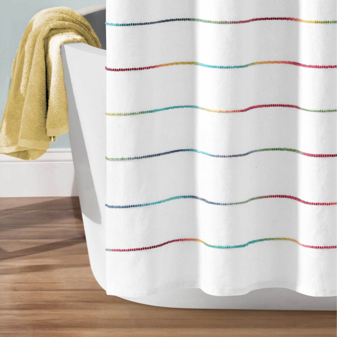 Lush Decor Ombre Stripe Yarn Dyed Cotton Shower Curtain 72 x 72 - Image 3 of 3