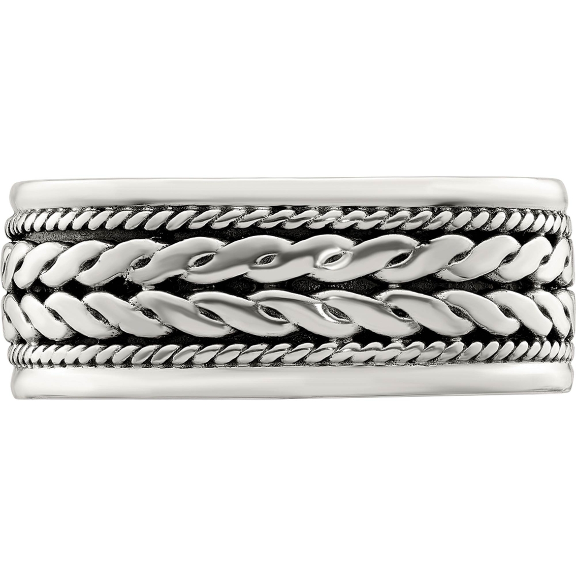 Sterling Silver Antiqued Rope Design Men's Ring - Image 3 of 4