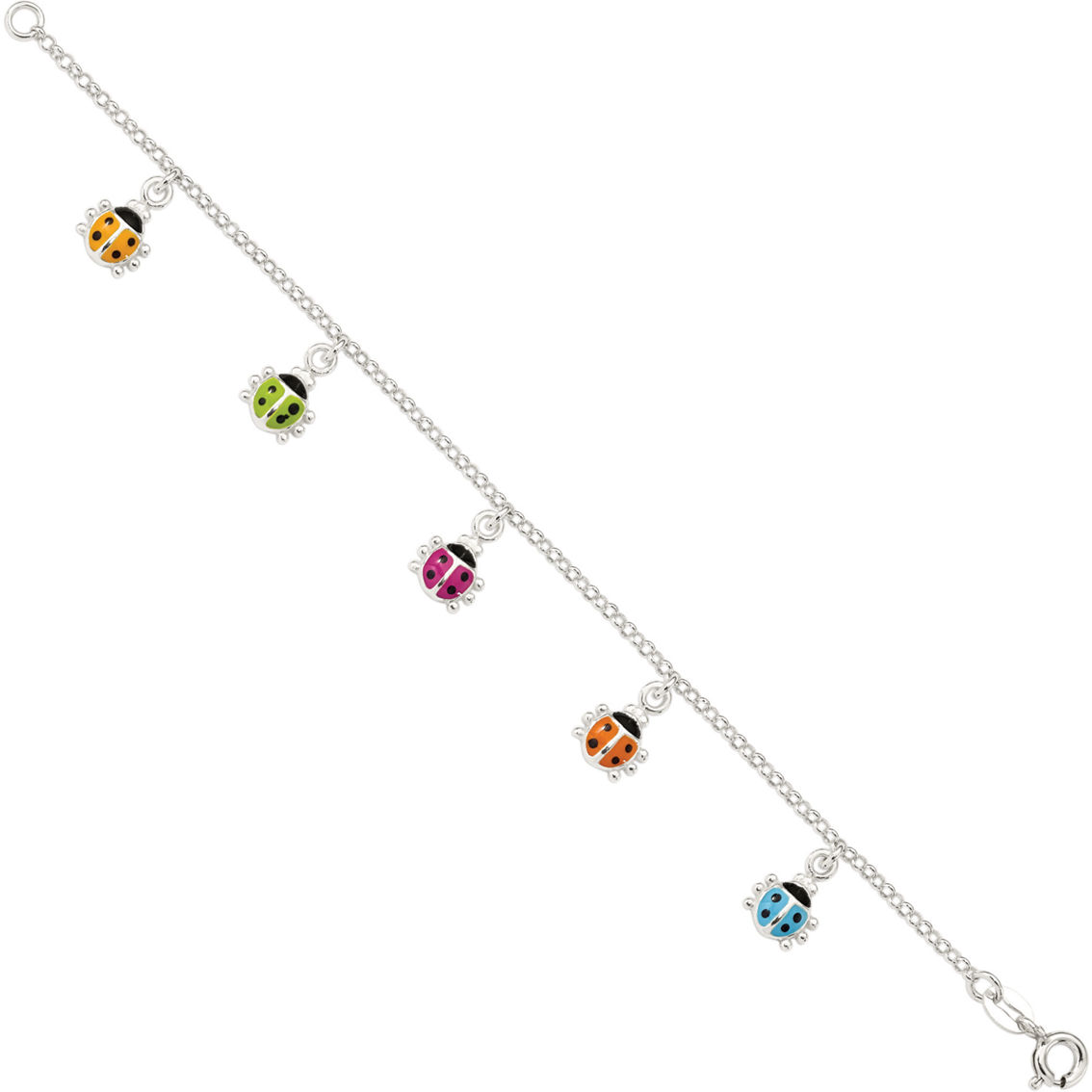 Sterling Silver Children's Enamel Ladybug 6 in. Charm Bracelet - Image 2 of 3
