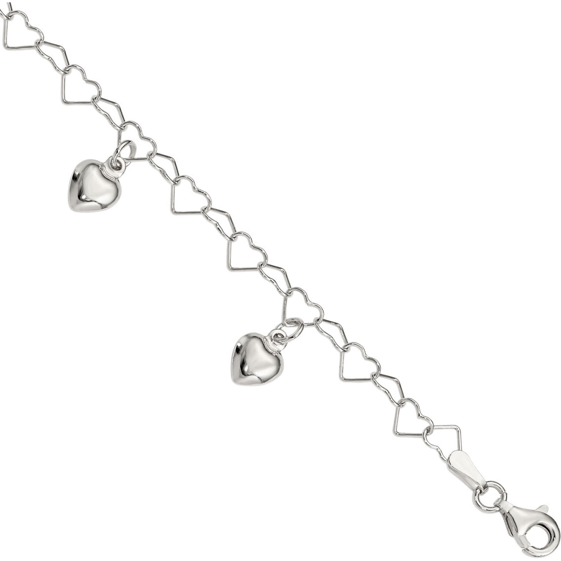 Sterling Silver Children's Dangling Heart 6 in. Charm Bracelet - Image 3 of 3
