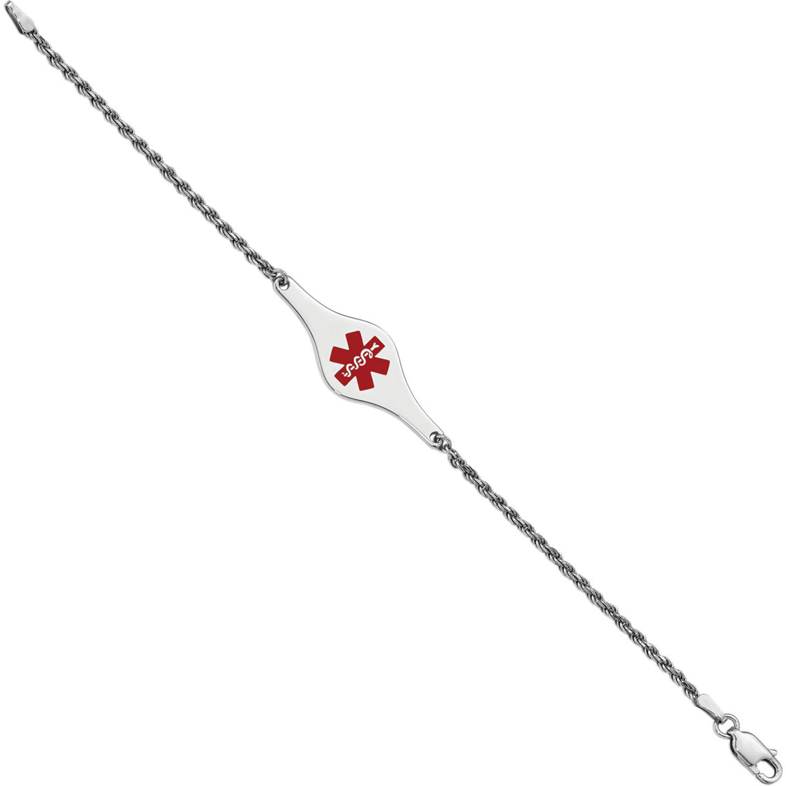 Kids Rhodium Over Sterling Silver Medical ID 3mm Rope Link Bracelet 6 in. - Image 2 of 4