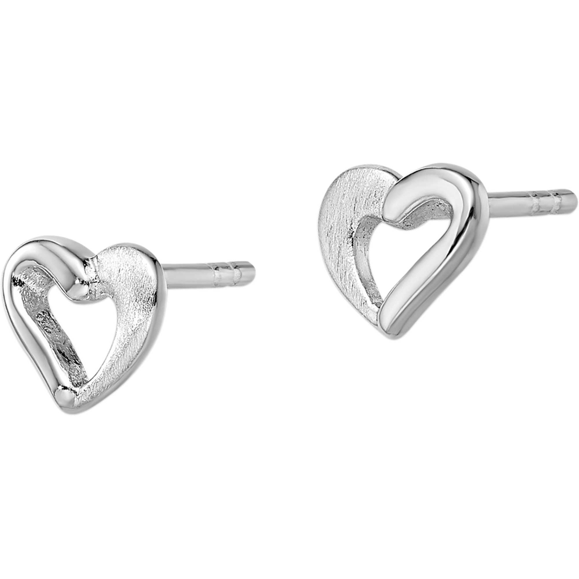 Rhodium Over Sterling Silver Open Heart Post Earrings - Image 2 of 2