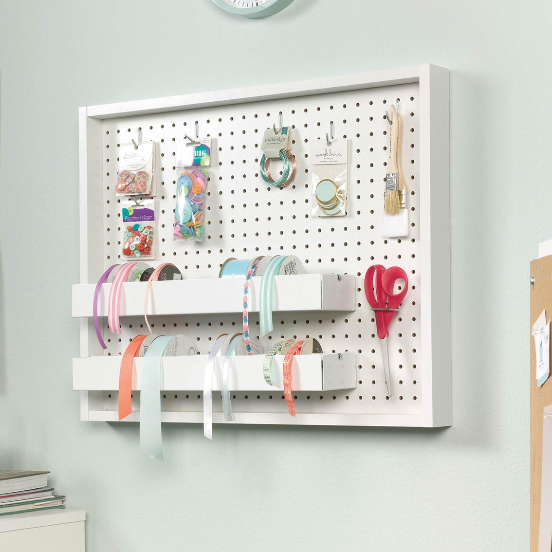 Sauder Wall Mounted Pegboard with Trays - Image 2 of 3
