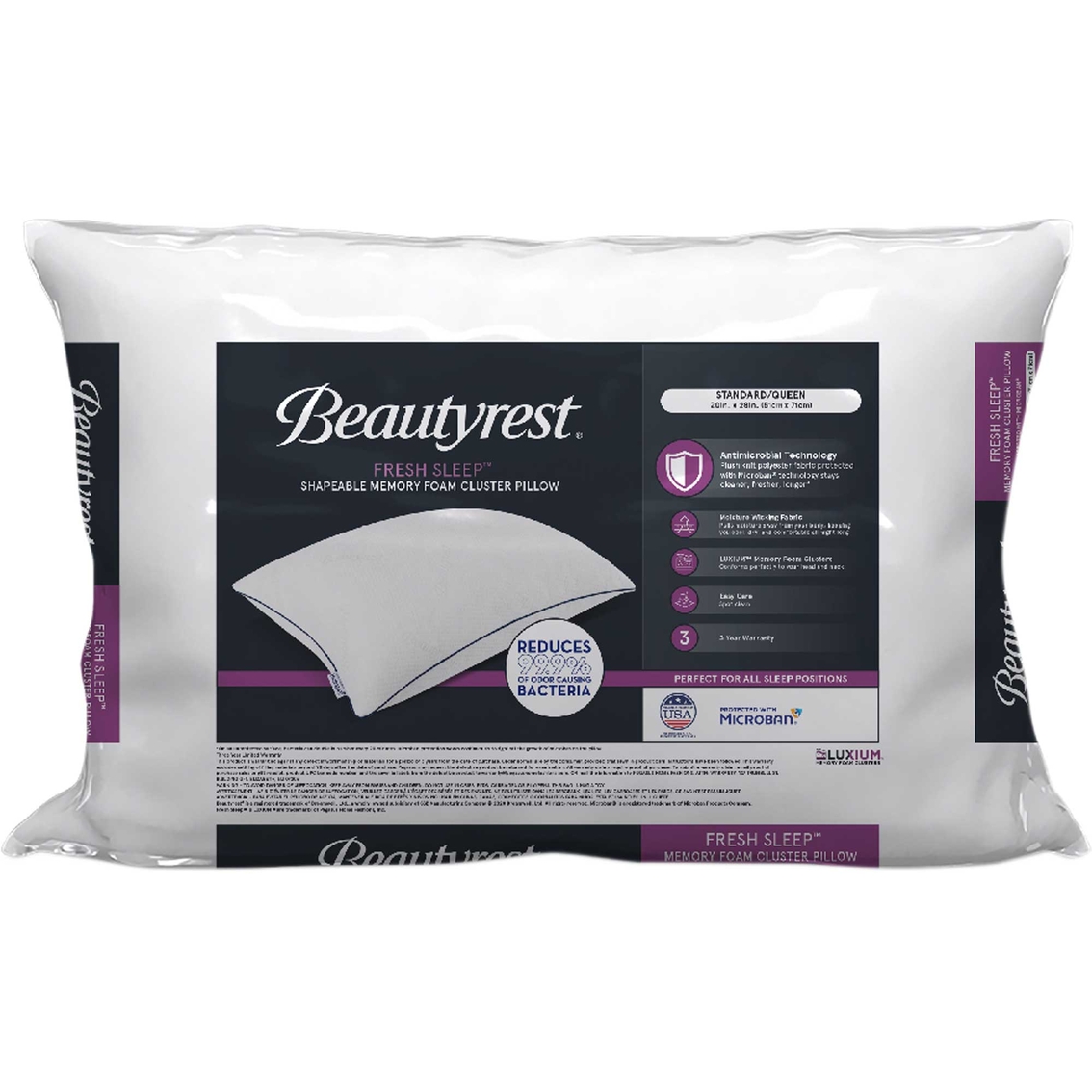 Beautyrest Fresh Sleep Memory Foam Cluster Pillow | Bed Pillows ...