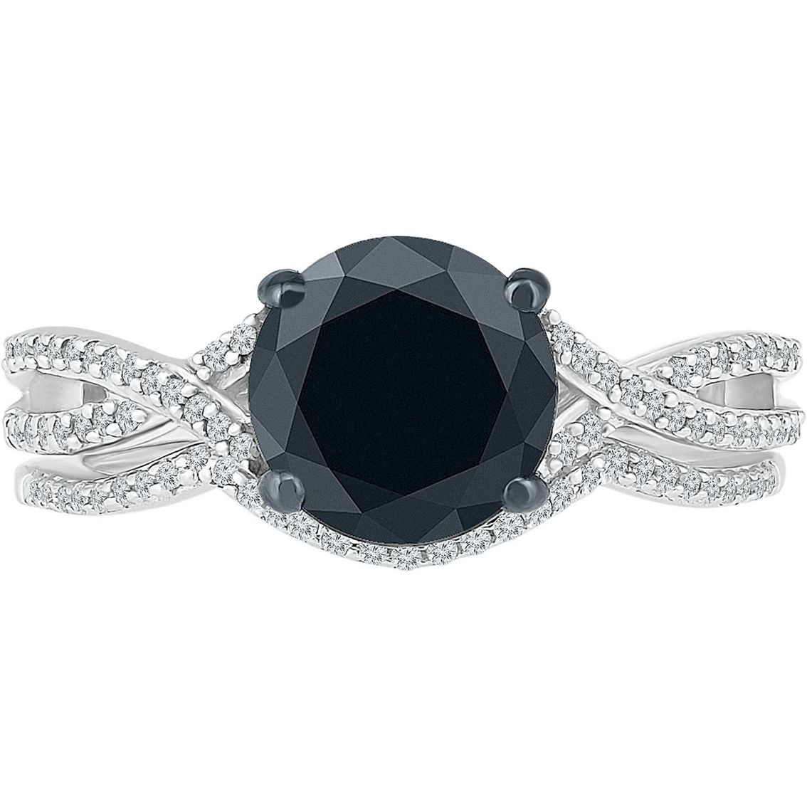 10K 2 CTW  Black and White Diamond Bridal Ring - Image 2 of 2