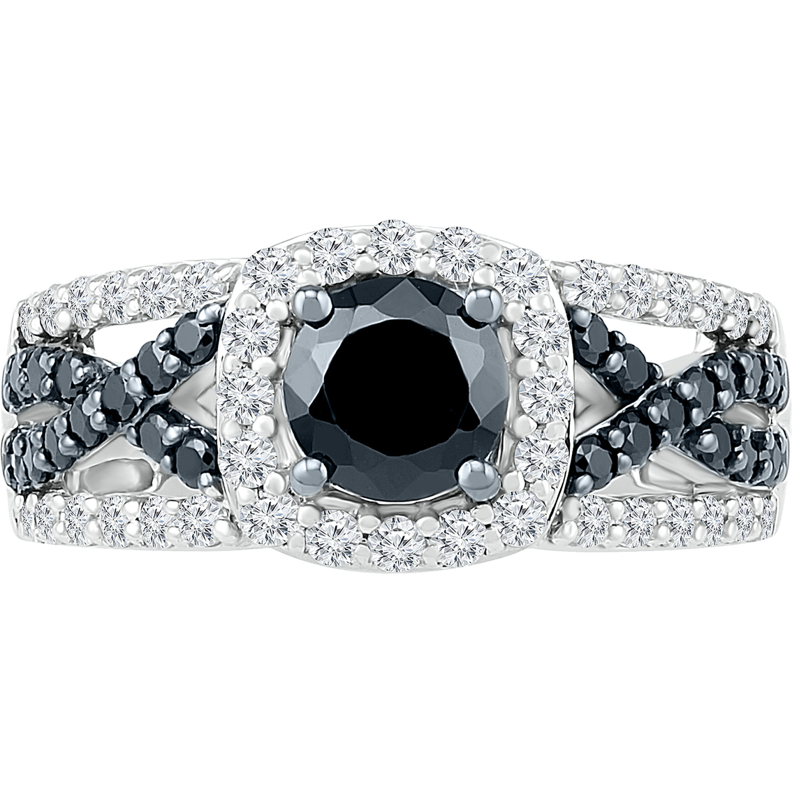 10K Gold 1 1/2 CTW Black and White Diamond Engagement Ring - Image 2 of 2