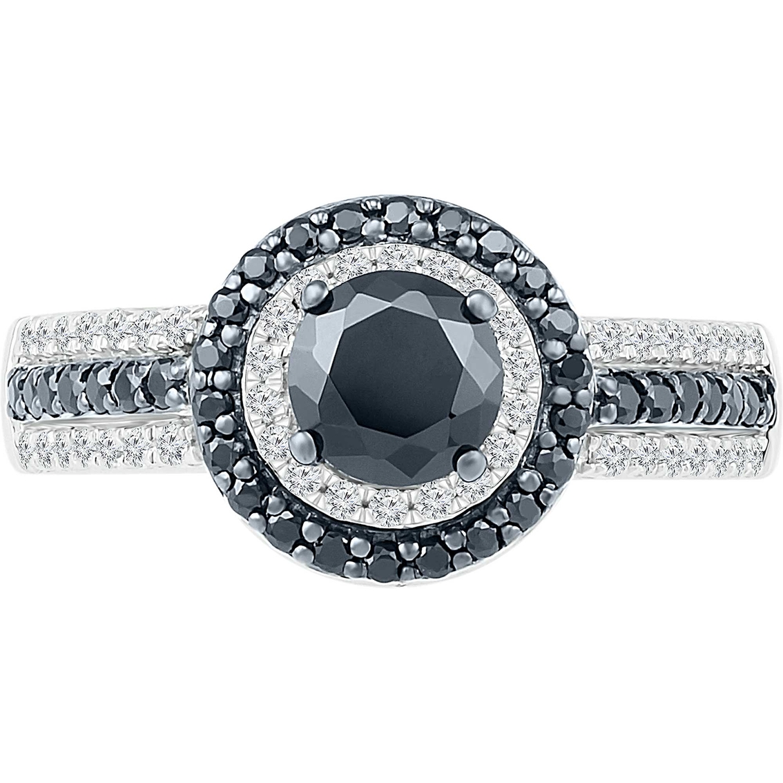 10K White Gold 1 CTW Black and White Diamond Engagement Ring - Image 2 of 2