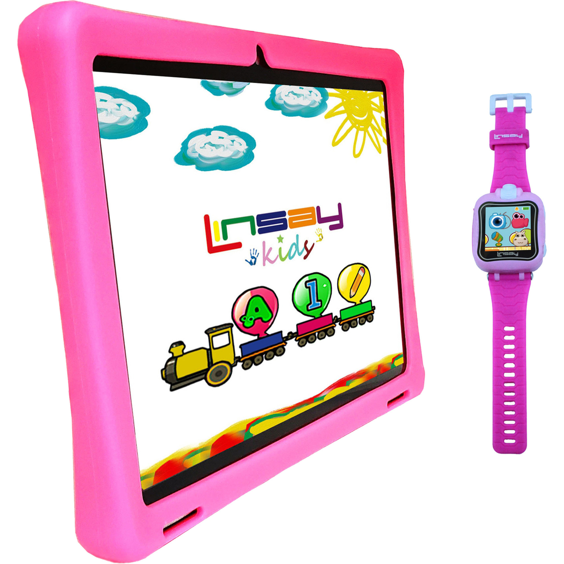 Linsay 10.1 in. 2GB RAM 32GB Tablet with Case, Smartwatch, Holder and Pen Bundle - Image 3 of 3