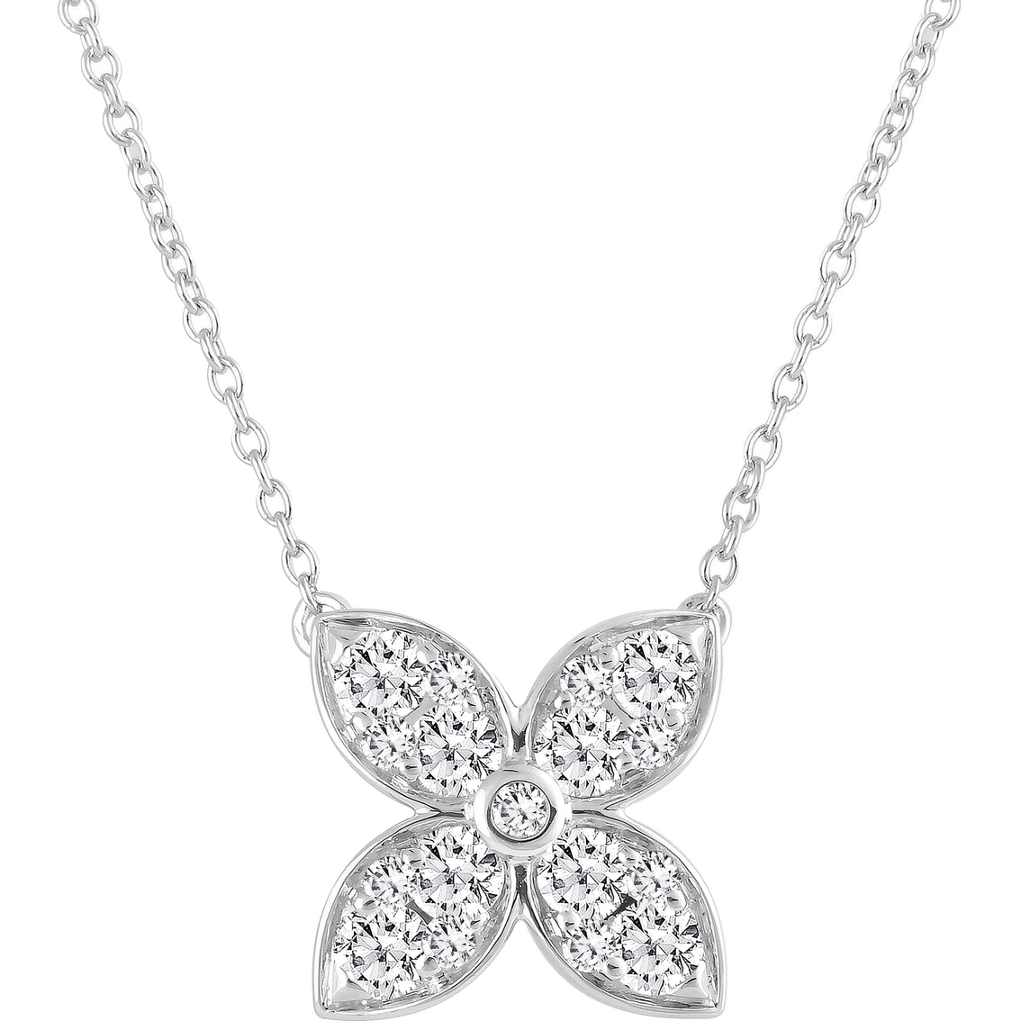 Sterling Silver 1 CTW Petal Diamond Necklace and Earring Set - Image 2 of 3