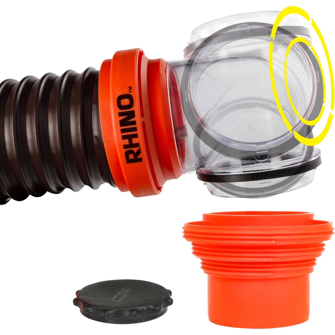 Camco RhinoFLEX 15 ft. Sewer Hose Kit with 4 in 1 Elbow Caps - Image 4 of 8