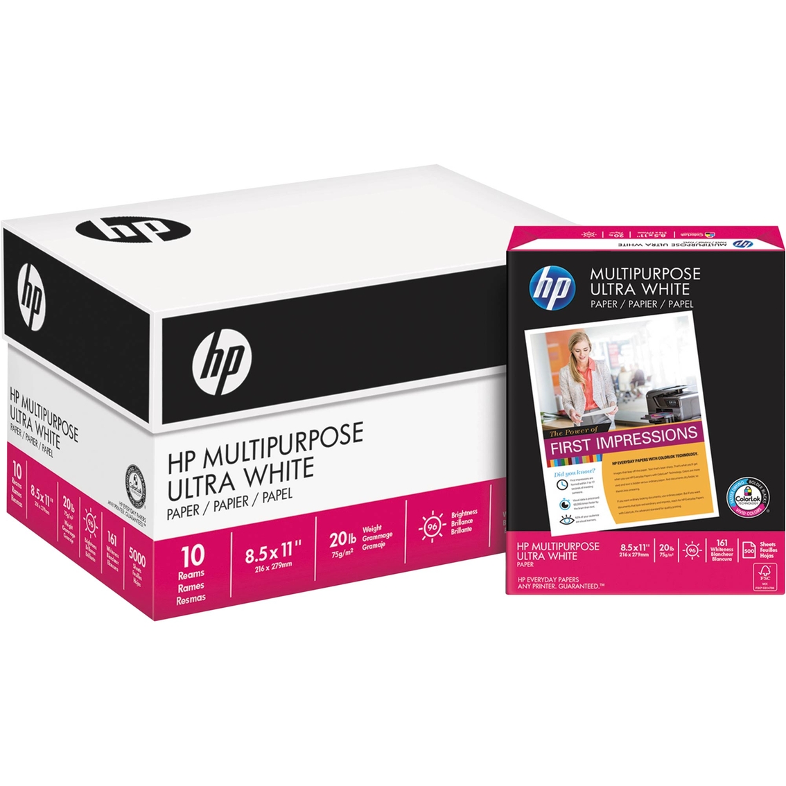 HP Multipurpose 8.5 x 11 in. 20 lbs. 96 Brightness Paper 500 Sheets - Image 3 of 3