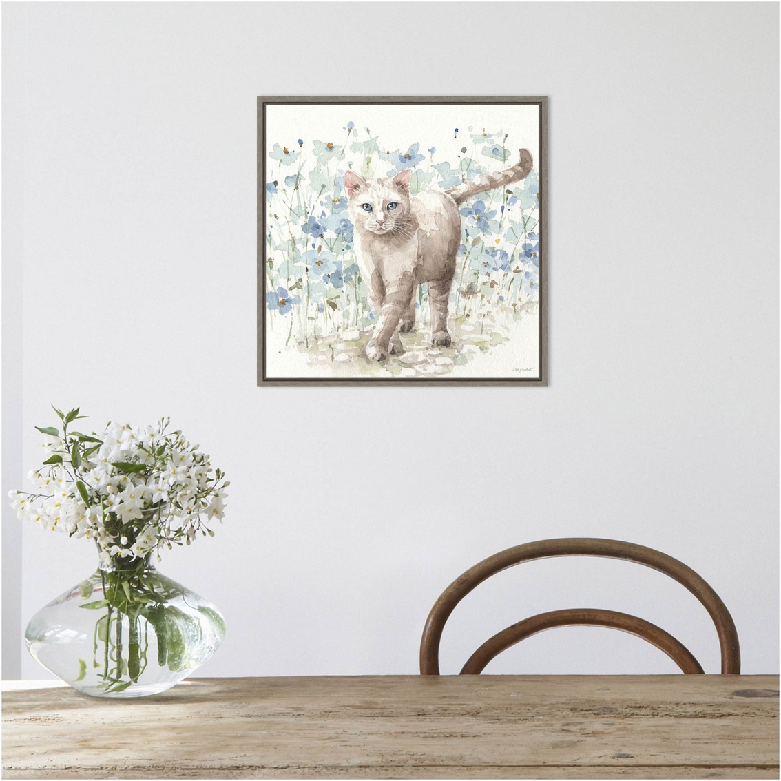Amanti Art Bohemian Blue Cat I Canvas Wall Art 16 x 16 - Image 2 of 2