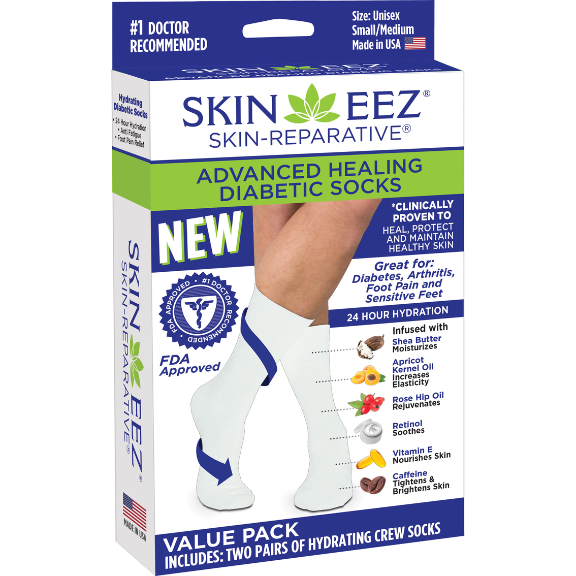 Skineez Advanced Healing Diabetic Crew Socks 2 Pk. | Diabetic Care ...