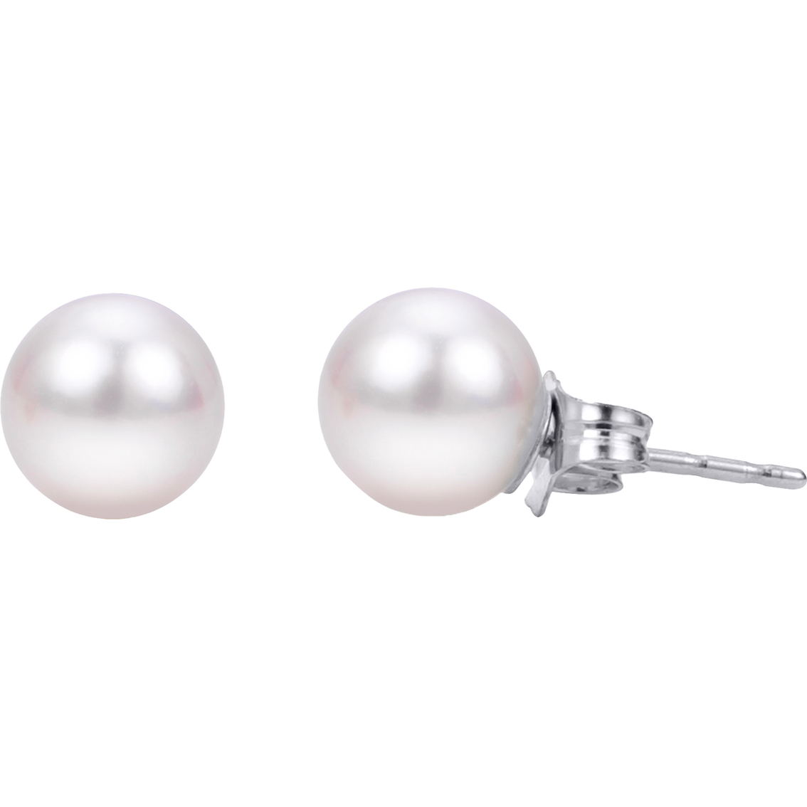Imperial Deltah 14k White Gold 7mm Aa Akoya Cultured Pearl Stud ...