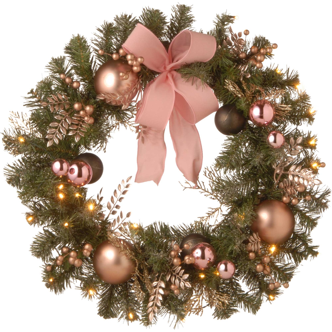 National Tree Company 28 in. Decorated Pine Wreath with Battery Operated LED Lights