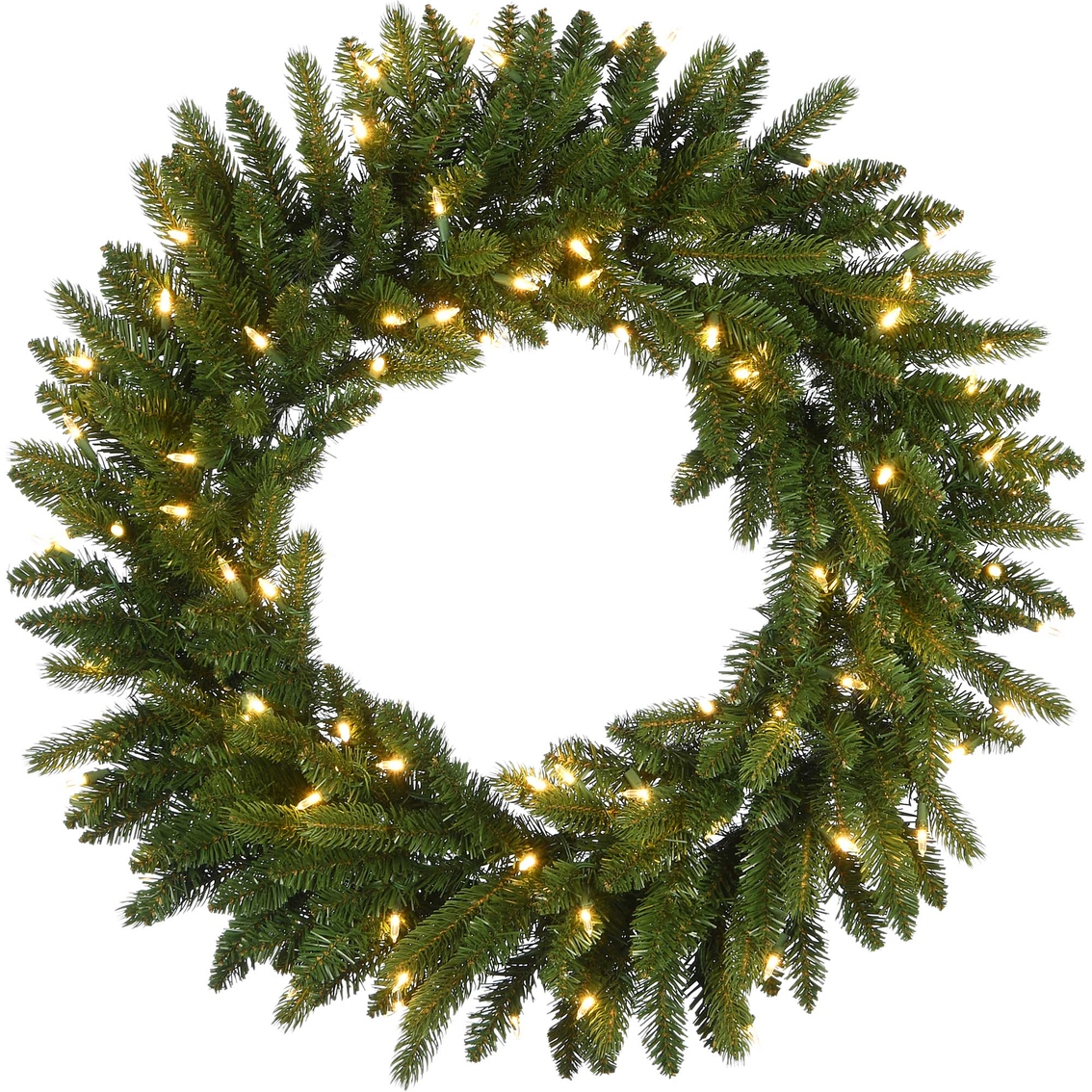 National Tree Company Grande Fir Wreath With Warm White Led Lights ...