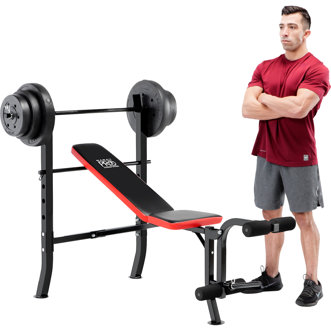 Marcy Standard Weight Bench with 100 lb. Weight Set - Image 2 of 6