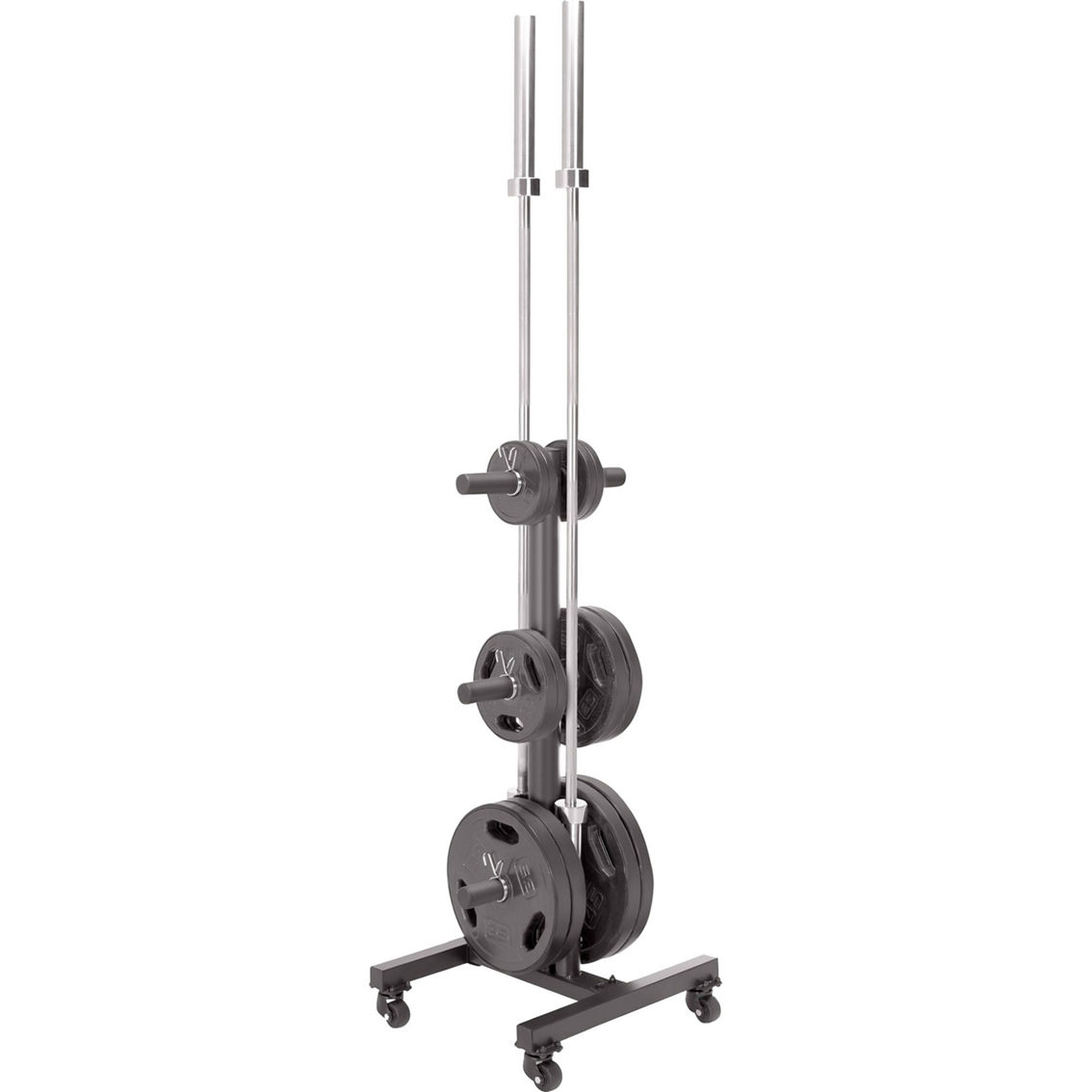Marcy 6 Peg Olympic Weight Plate Tree and Vertical Bar Holder with Wheels - Image 2 of 10