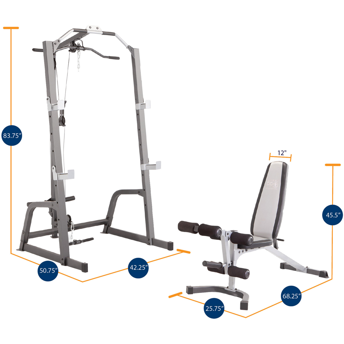 Marcy Pro Deluxe Cage System with Weight Lifting Bench - Image 3 of 7