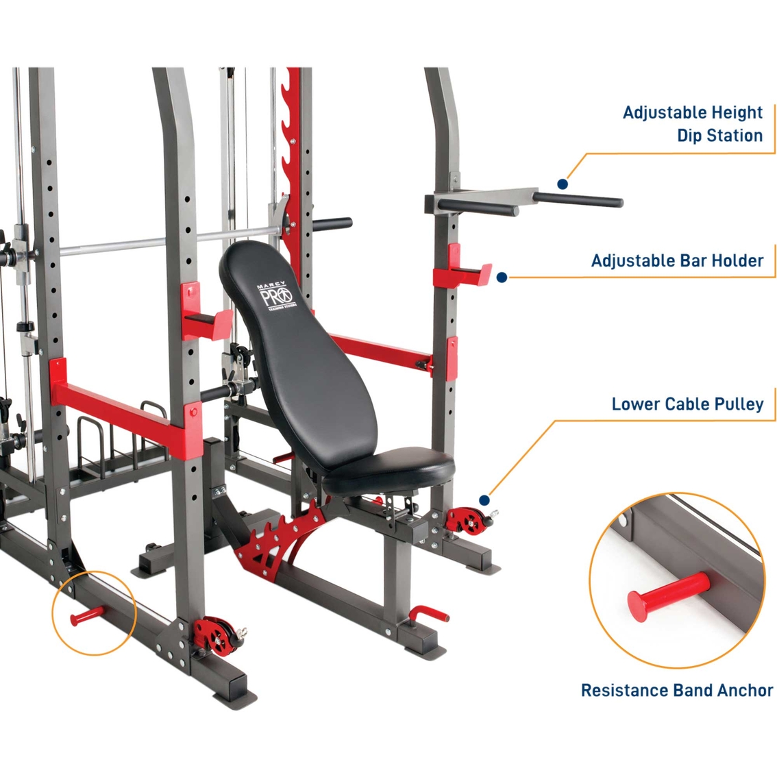 Marcy Pro Smith Machine Home Gym Training System Cage - Image 9 of 10